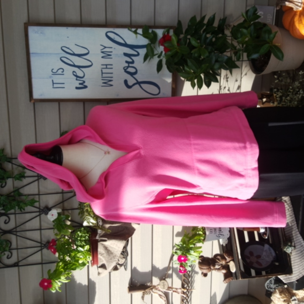 TEK GEAR ♡ Bright Pink Long Sleeve Soft Fleece Hoodie Pullover Sweatshirt S